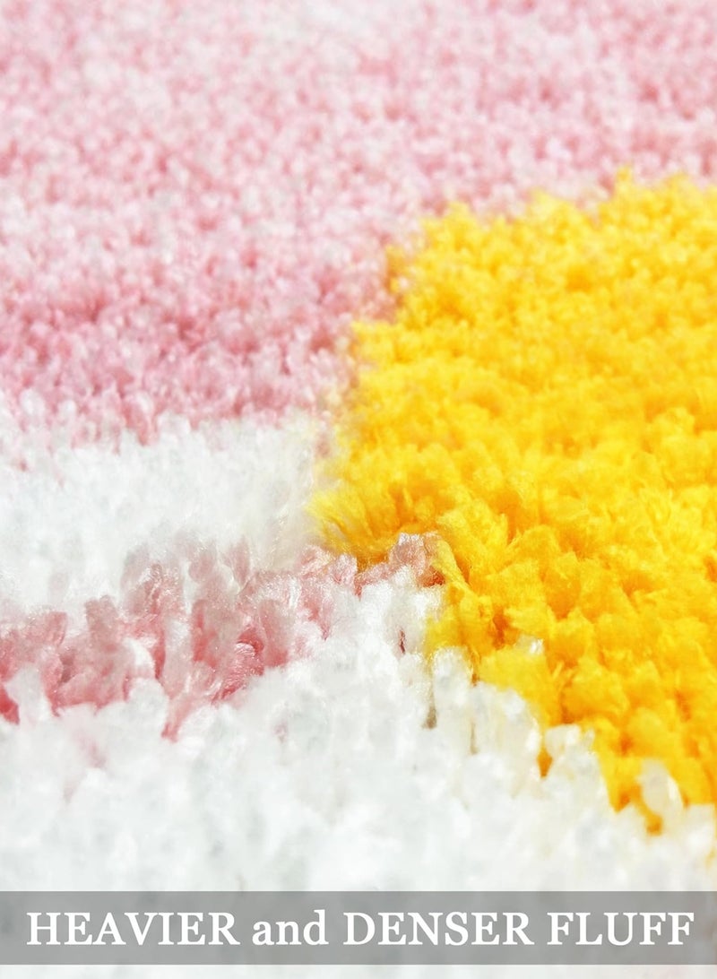 LOOPITYS Pink daisy carpet (50 * 120CM) bedroom carpet, cute long bath mat carpet, flower anti slip bath mat, suitable for bathrooms, rooms, sinks, bathtubs - Image 4